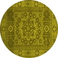 thumbnail image 1 of Ahgly Company Machine Washable Indoor Round Persian Yellow Bohemian Area Rugs, 7' Round, 1 of 4