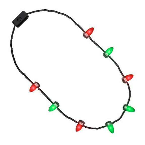 Red and Green Flashing Christmas Lights Necklace