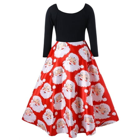 2019 christmas plus size santa claus print flare dress 2019 christmas plus size santa claus print flare dress