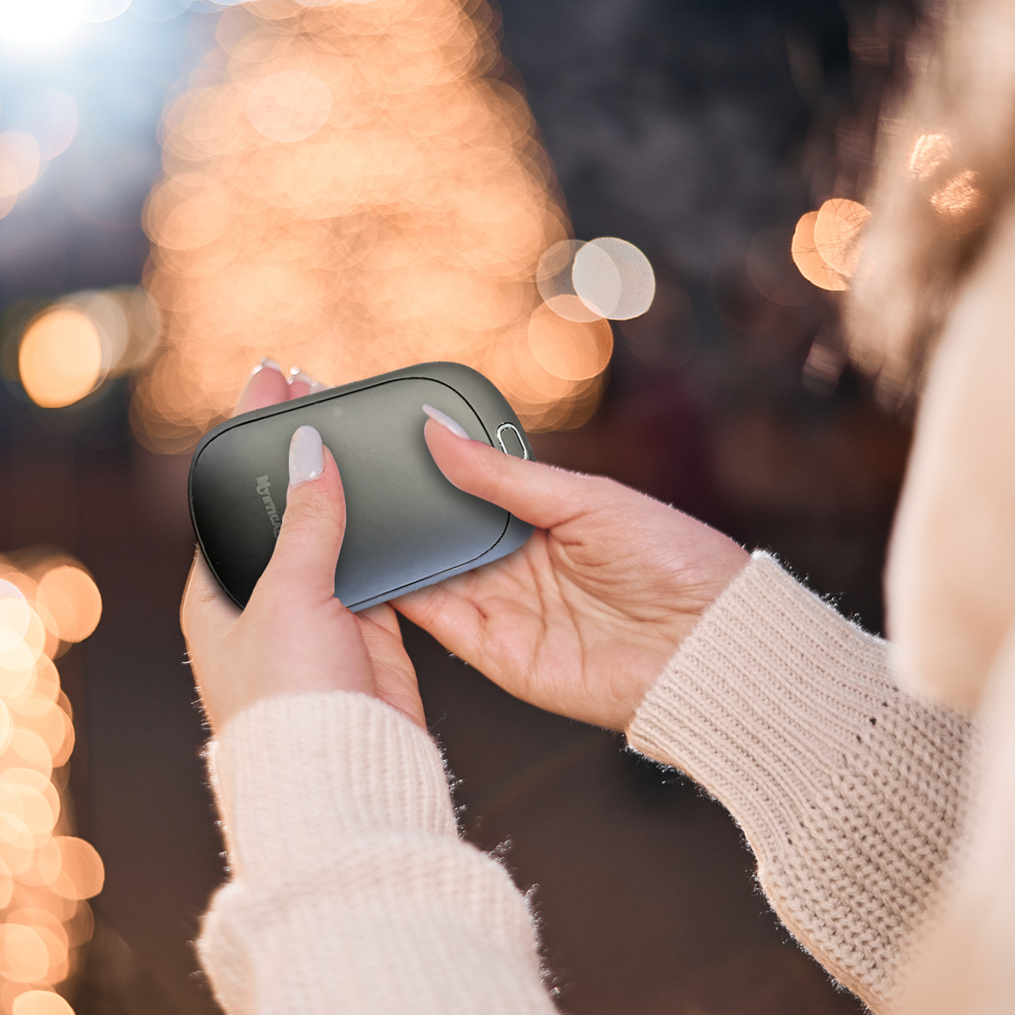 Hand Warmer Rechargeable USB C 5200mAh Portable Electric Charging Heater (Black) By Mystical Fire Great Gift For Men & Women - Keep Your Hands Warm In The Outdoors While Camping Skiing Or Huntin