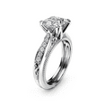 thumbnail image 2 of HeartsAndYou 1.9ct Princess Cut Moissanite Engagement Ring for Women 18k White Gold over Silver Art Deco Unique, 2 of 7