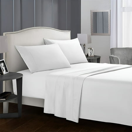 AUQ Heavy Quality Top Bed Sheets 1000TC 100% Organic Cotton Flat Sheet King Size,Flat Bed Sheets (King,White)