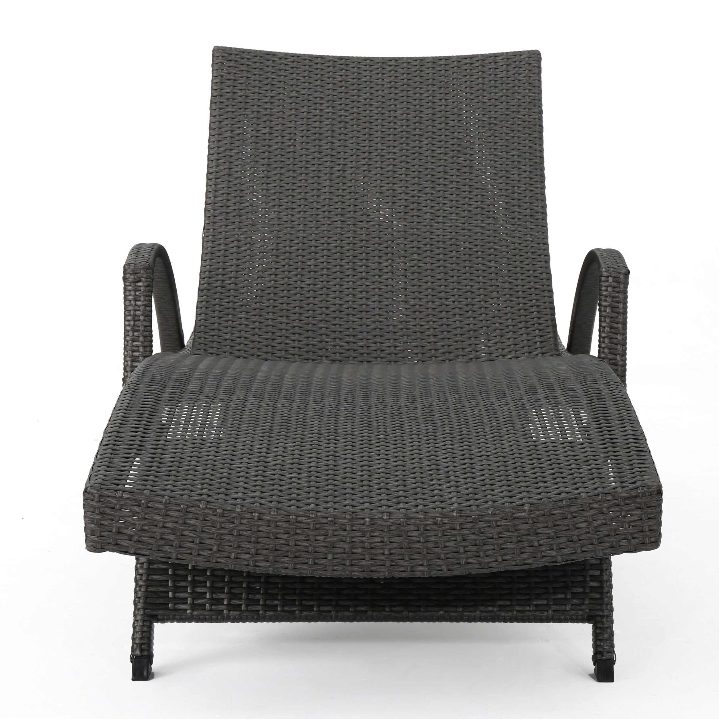 Solaris Outdoor Grey Wicker Armed Chaise Lounge with matching Wicker Accent Table, Grey - image 2 of 6