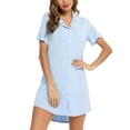 thumbnail image 1 of Anjue Camisones de pijama para mujer, de manga corta y larga, para dormir, tallas S-XXL, Azul claro, XL, 1 of 5