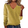 thumbnail image 1 of Women's Cashmere Sweaters Trendy Merino Wool V Neck Sweater Long Sleeve Pullover Tops Wool Knitted Sweaters, 1 of 6