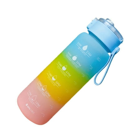 

44oz Sports Bottle With Time Marker Anti Leak Water Bottle With Flip Top For Outdor Travel Camping Cycling Sky Blue