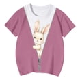 thumbnail image 4 of LRen Girls Easter Shirt Size 10-12 Rabbit Print Short Sleeve T Shirts Easter's Day Easter's Day Tee Shirt Kids Summer Clothing, 4 of 4