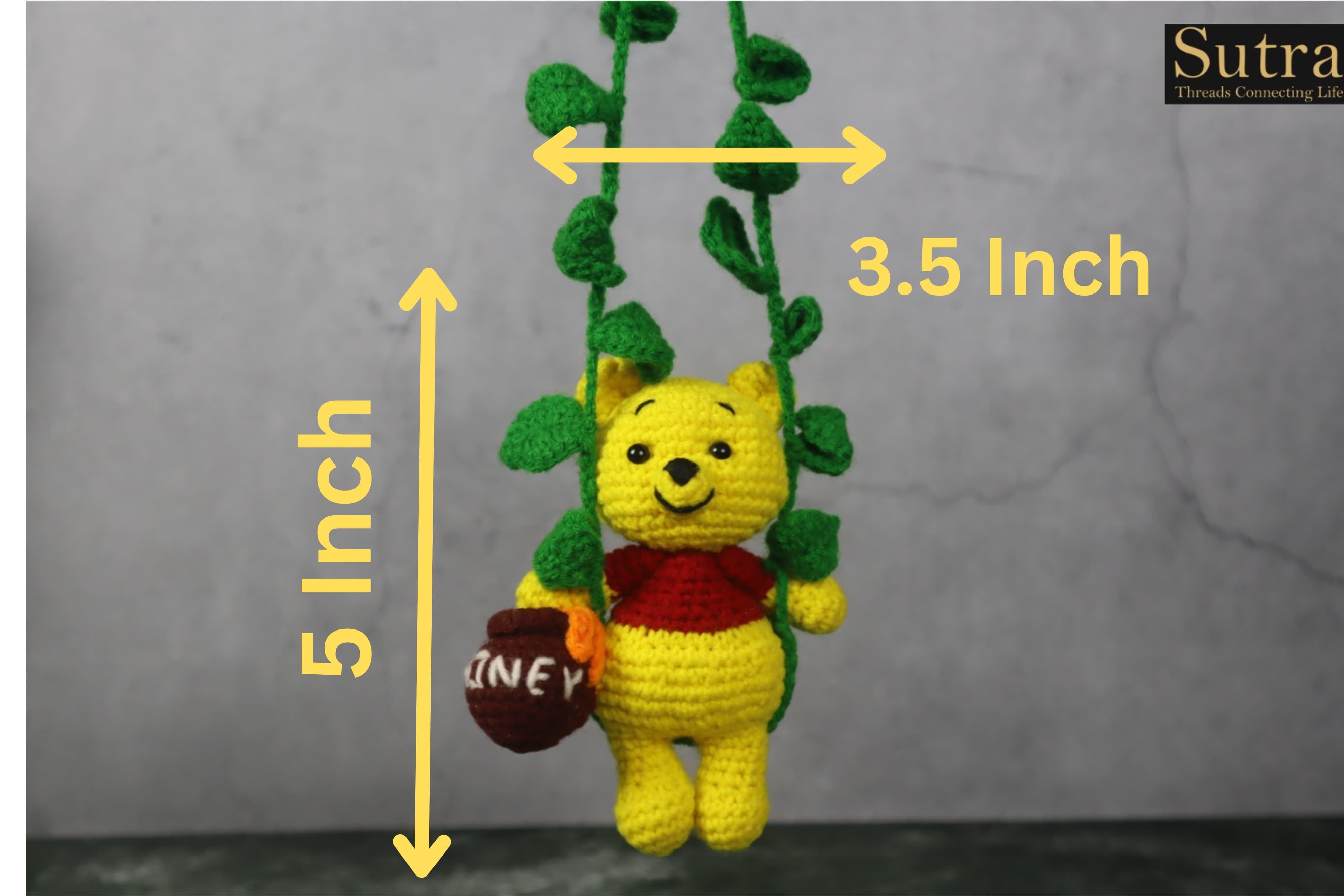 Winnie the Pooh Crochet Stuffed Toy, Designer Handmade Honey Bear Toy