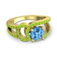 thumbnail image 3 of 2.50 Carat Round Cut Blue Topaz & Peridot Gemstone Stylish Anniversary Ring for Women Solid 14K Yellow Gold Size 11.5 by Diamond-Capitals, 3 of 8