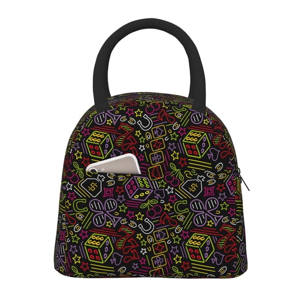 Balery Casino Icons Bolsa de Almuerzo para Mujeres, Caja de Almuerzo, Bolsa de Almuerzo Pequeña Impermeable, Tote de Almuerzo Reutilizable con Gran Capacidad