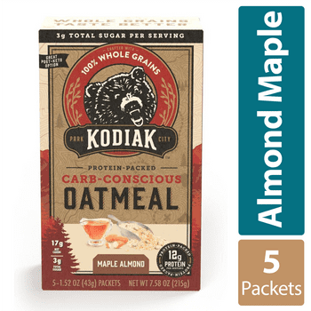 Kodiak Protein-Packed Carb-Conscious le Almond Instant Oatmeal, 1.52 oz, 5 Packets
