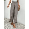 thumbnail image 4 of Floral Pants for Women Slit High Waisted Wide Leg Palazzo Pants Casual Summer Boho Beach Tulip Hem Flowy Wrap Pant, 4 of 5