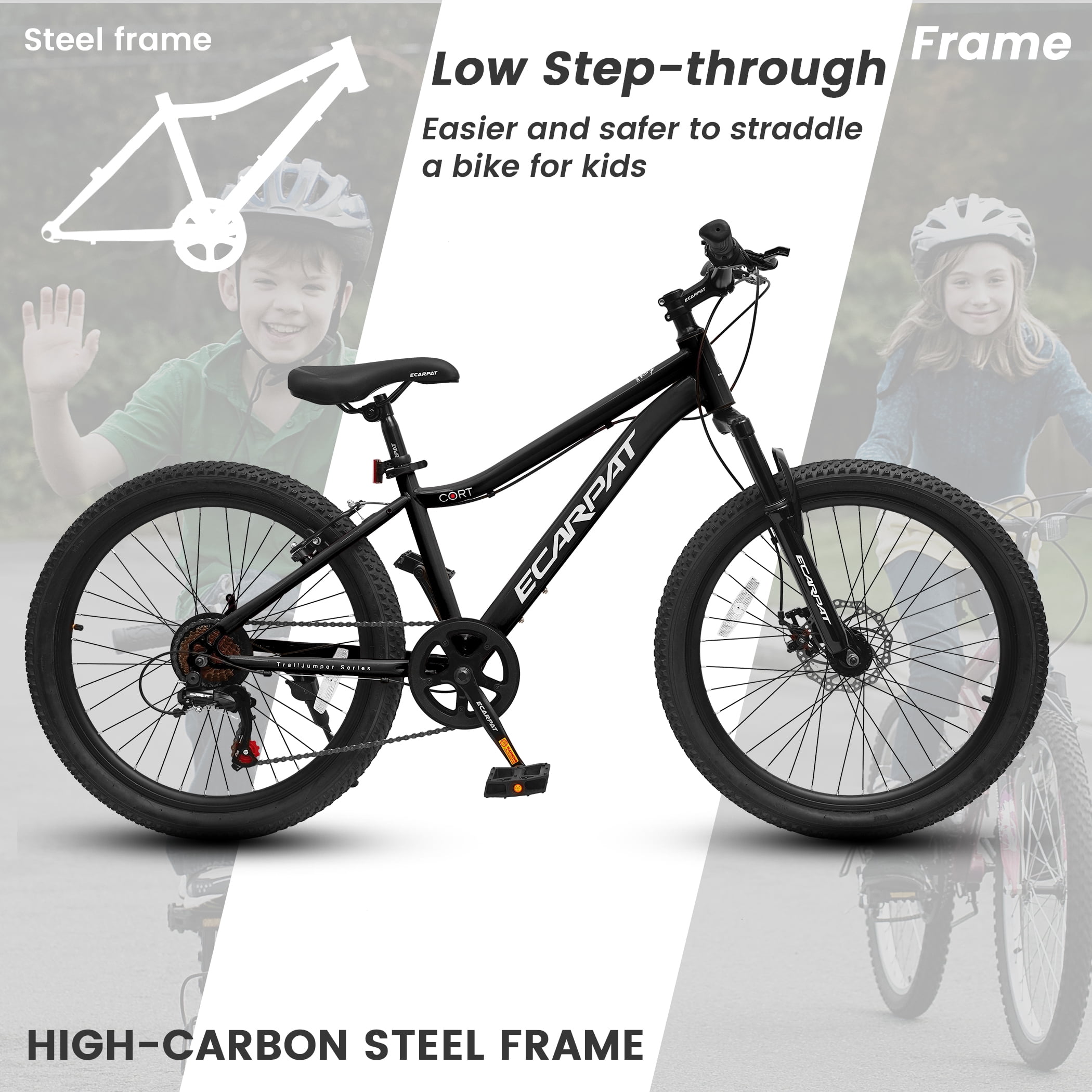 Ecarpat 24 Inch Mountain Bike for Women Girls, 7-Speed Front Suspension Teenagers Bikes for 9+ Years. Children Bicycle Suitable for 4'5"-5'5" Height Rider.