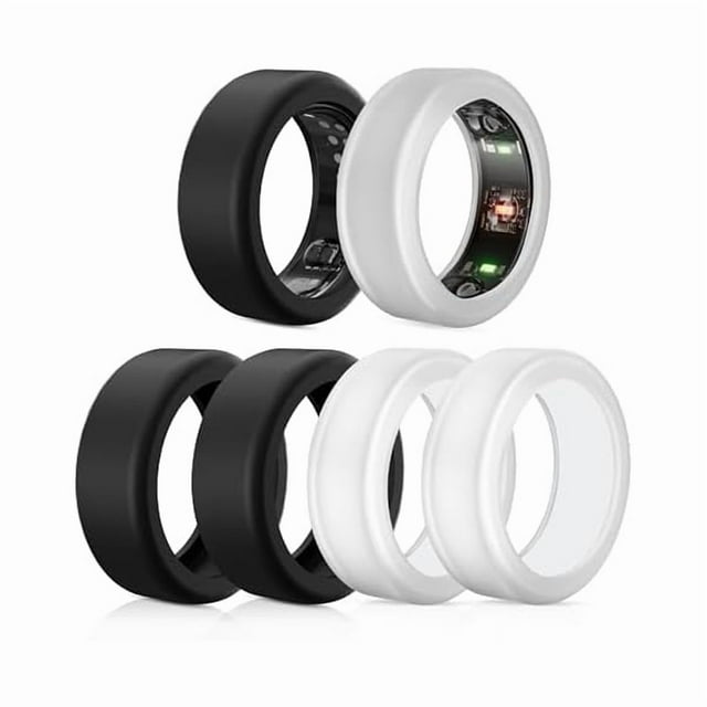 wonima02 6 Pack Rings Protector Compatible with Oura Ring Gen 4/Oura Gen 3/Ultrahuman Ring Cover, Silicone Rings Cover Working Out Accessories Men Women-3Black+3Clear-M for 11 12 13 14