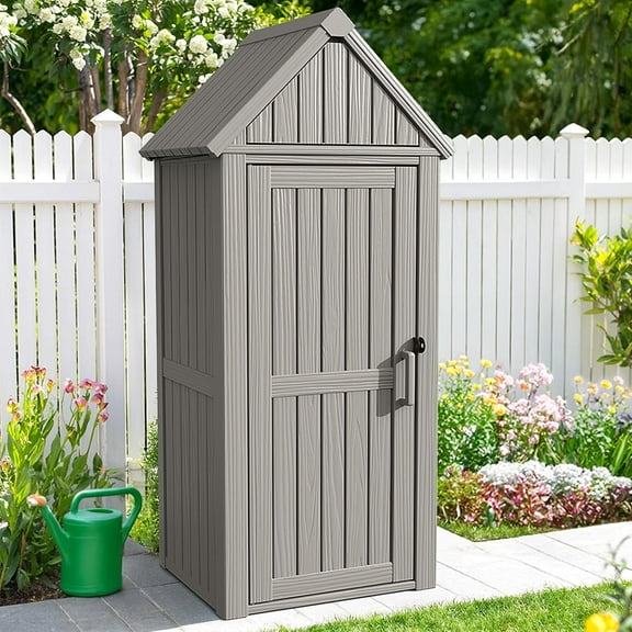 Multifunctional Storage Shed, Outdoor Storage Cabinet with Hooks and Lock Ring, Waterproof Outdoor Storage Shed for All Weather, Tool Outdoor Shed for Patio Lawn and Garden