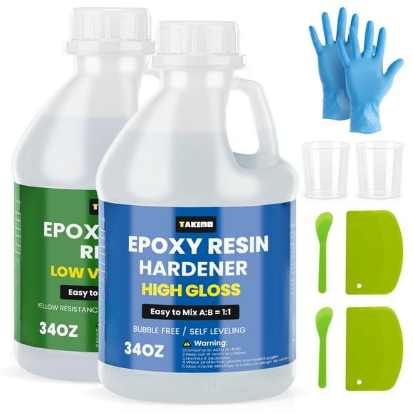 Kit de resina TAKIMO Crystal Clear de 2 litros para revestimiento, fundición, bricolaje