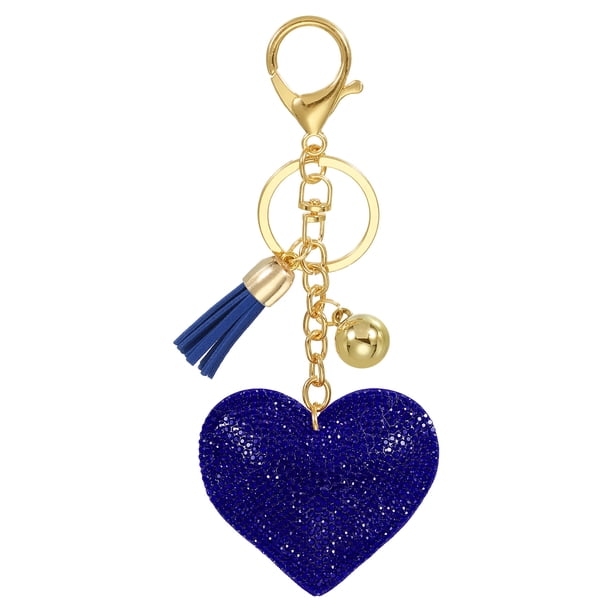 Llavero de Piedras de Strass en Forma de Corazón Uxcell Llavero Brillante Accesorios para Mujeres Azul