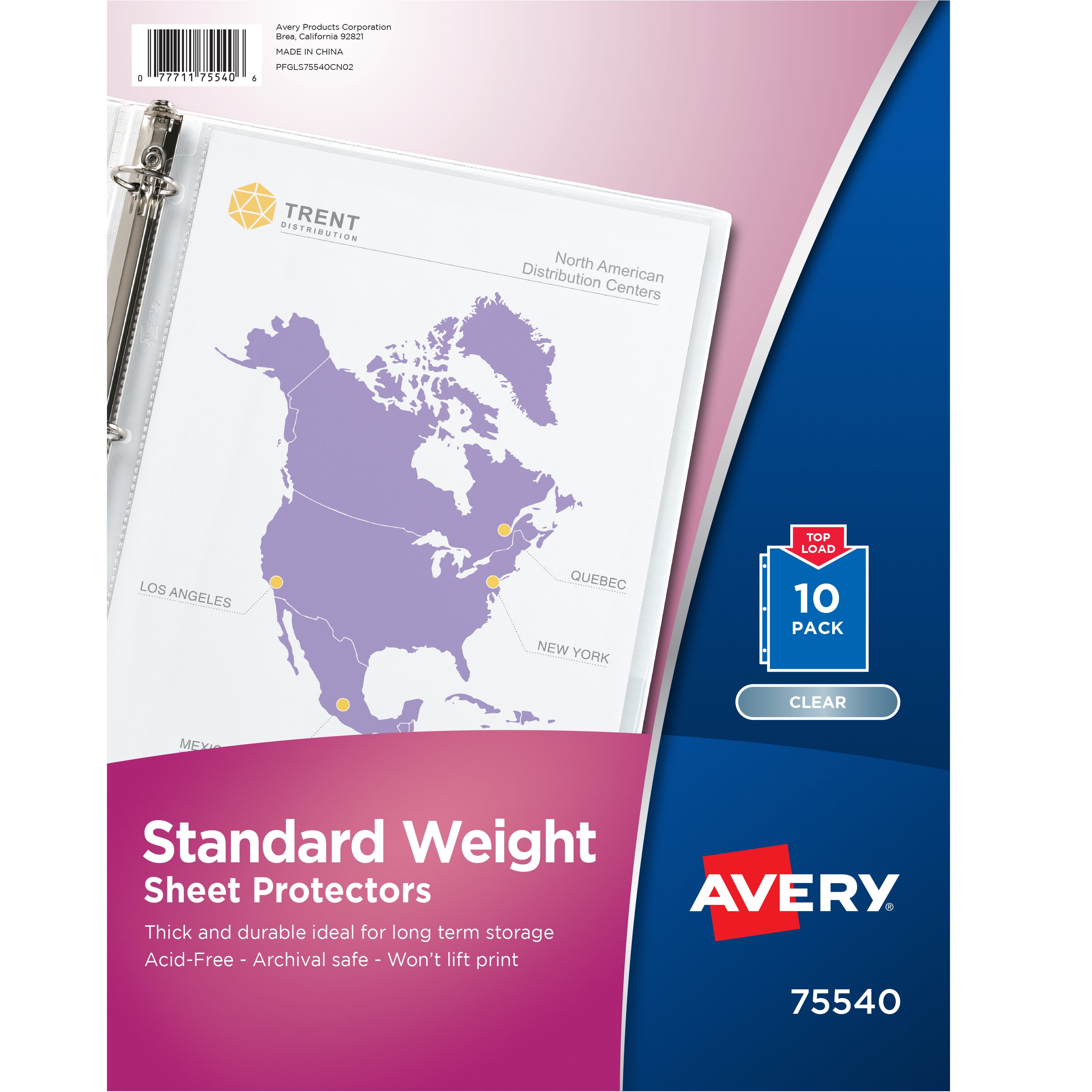 Avery Clear Standard Weight Sheet Protectors, Top Load, Polypropylene, 10 Document Protectors (75540)