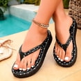 thumbnail image 5 of Xdegoge Flip Flops for Women Open Toe Flatform Thong Sandals Retro Polka Dot Print Thick Sole Slip On Casual Beach Vacation Daily Shoes, 5 of 9
