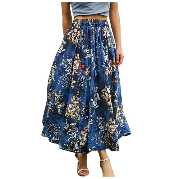 ibiyuan Long Skirts For Women Elegant Skirt For Women Casual Midi Length Dress With Functional Side Pockets Holiday Wear