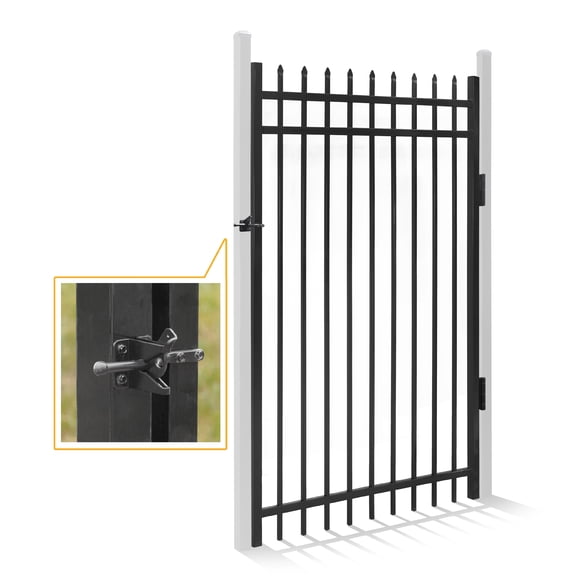 Fencer Wire Heavy Duty Pinnacle Fence Gate, 6FT Height x 4FT Width Outdoor Fence Gate, Outdoor Anti-Rust Metal Steel Gate for Fencing Barrier, Decorative Garden Gate for Residential, Yard, Pool,Patio