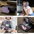 thumbnail image 2 of Feishell for Samsung Galaxy Z Fold3 Case with Card Holder, Wallet Case for Women Men with RFID Blocking, Durable PU Leather Kickstand Magnetic Clasp Shockproof Phone Case,Purple, 2 of 8