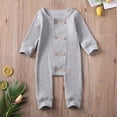 thumbnail image 2 of Seyurigaoka New Infant Baby Girls Solid Romper Cotton Kids Girls Long Sleeve Bodysuits Spring Clothes, 2 of 6