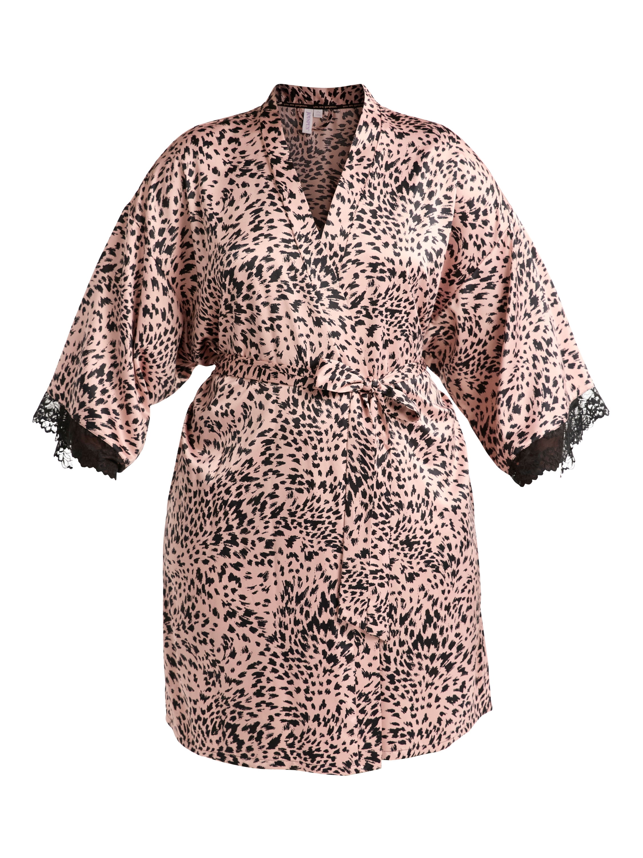Joyspun Women’s Lace Trim Satin Robe, Sizes S to 3X
