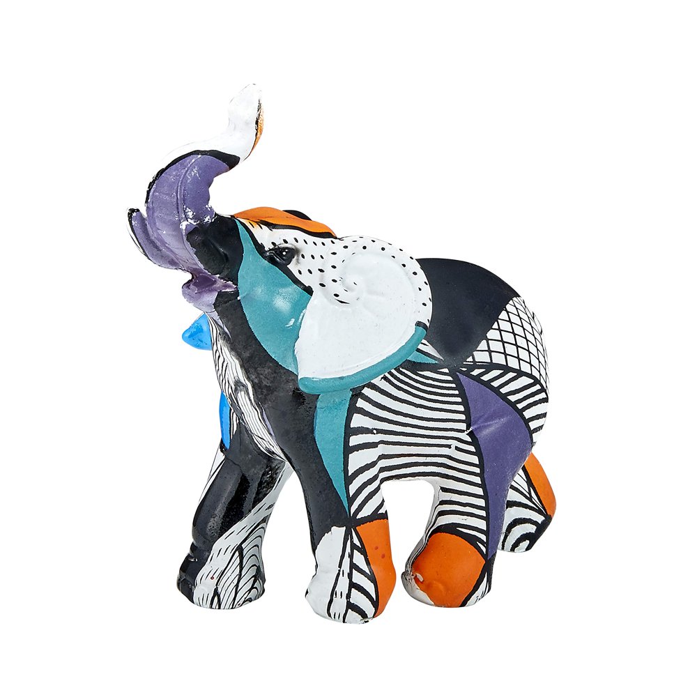FASHIONCRAFT 82489 Elephant Pop Art, Mini Elephant Figurine, Geometric