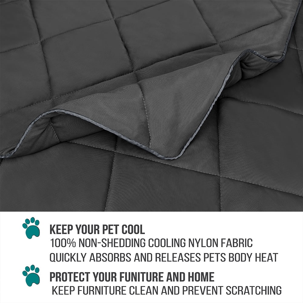 PetAmi Premium Cooling Dog Blanket | Lightweight Fluffy Pet Throw Blanket Bed Cover for Dogs, Cat, Puppies | Pet Blanket Furniture Protector Couch Sofa | Reversible Fuzzy Cozy | 40x60, Grey