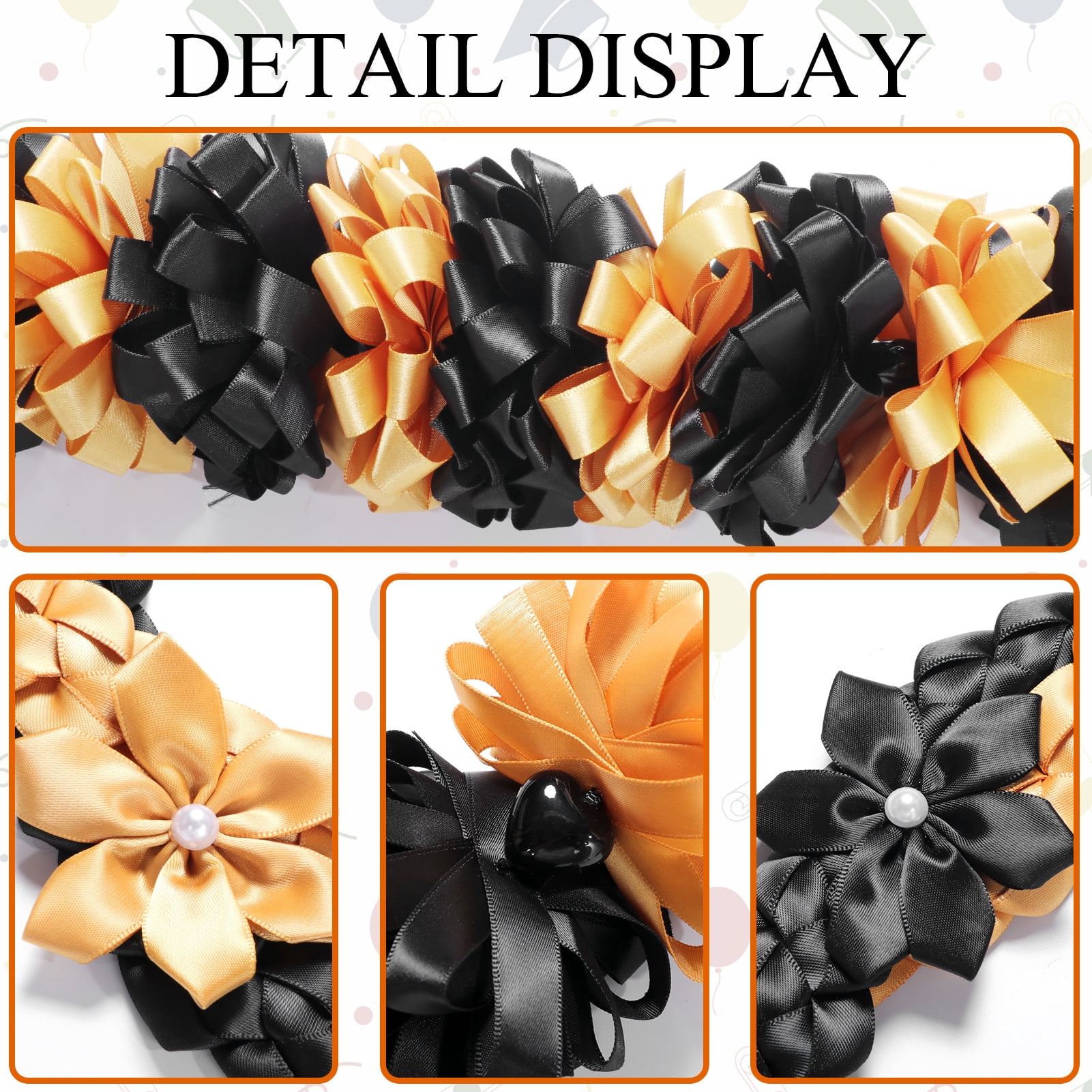 Kicpot Graduation Leis Class of 2026 Grad Ribbon Leis Double Braided Necklace Hawaiian Flower Garland with Metal Graduation Cap Hanging Keepsake Ornament for Him Her Graduation Party Decorations