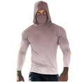 thumbnail image 2 of Qgtaibl Men's 1X Pullover Sun Hoodie with Built-In Face Mask Rash Guard Long Sleeve Cooling UV Protection Fishing Shirt Summer Tops (Wine), 2 of 5