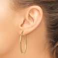 thumbnail image 3 of Primal Gold 14 Karat Yellow Gold Satin and Diamond-cut 2mm Round Tube Hoop Earrings, 3 of 4