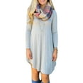 thumbnail image 1 of Dewadbow Women Long Sleeve Casual Loose Blouse Tops Mini Short Dress, 1 of 4