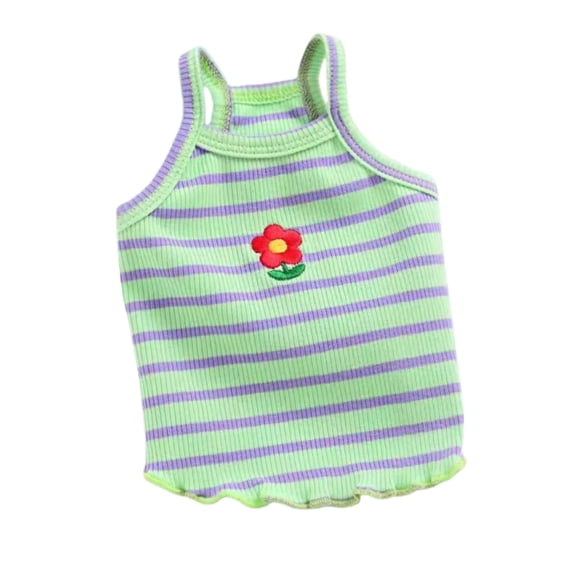 YM Dog Vest Charming Striped Dog Dress with Strawberry Patch & Lace Trim, Soft Elastic Cotton Clothes in Pink, Outfit for Small Dogs, Puppies & Cats, Dog Gift Girls