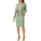 thumbnail image 2 of INSPIRE CHIC Conjuntos de Trajes para Mujeres Ropa de Negocios Blazer Peplum Sin Cuello Falda Lápiz Formal Conjunto de 2 Piezas L Verde Guisante, 2 of 6