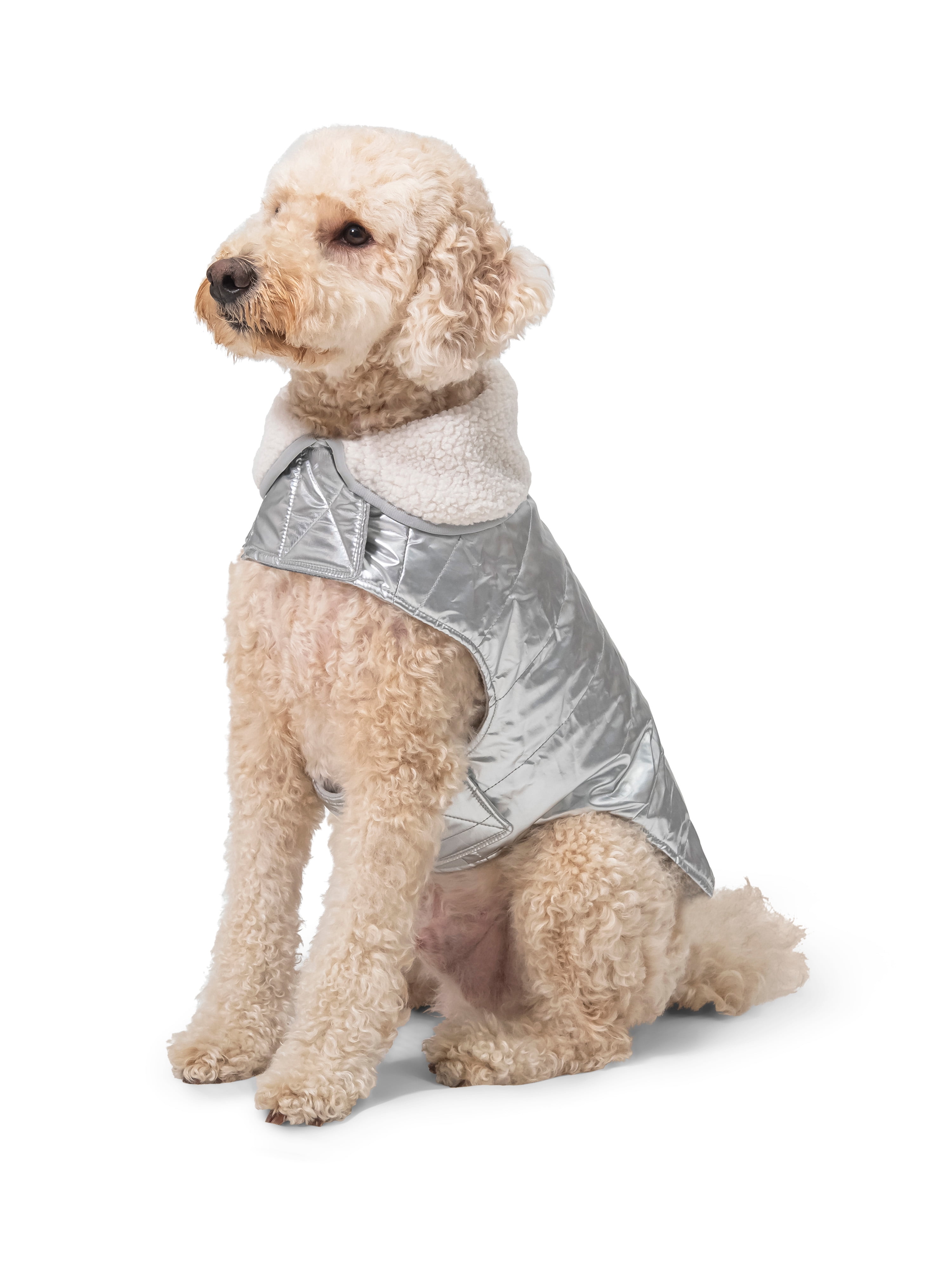 7th & Hudson Lined Puffer Vest with High Pile Fleece Shawl Collar for Dogs and Cats, Size S-XL