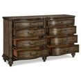 thumbnail image 3 of Benjara Deborah 68 Inch Dresser, 8 Drawers, Knobs and Drop Handles, Brown Wood, 3 of 6