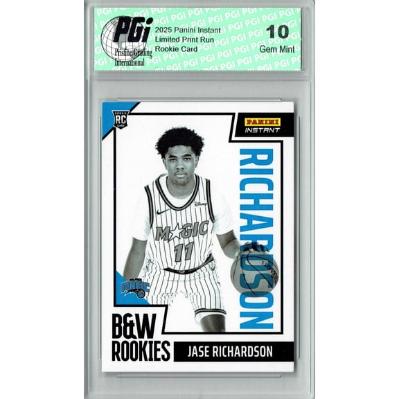 Jase Richardson 2025 Panini Instant #BWR-8 Black White 1/256 Rookie Card PGI 10
