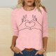 thumbnail image 4 of Tops de Cuello Redondo para las Mujeres Moda Impresa 3/4 Mangas Blusa Casual Top, Estante de Imitación, 4 of 5