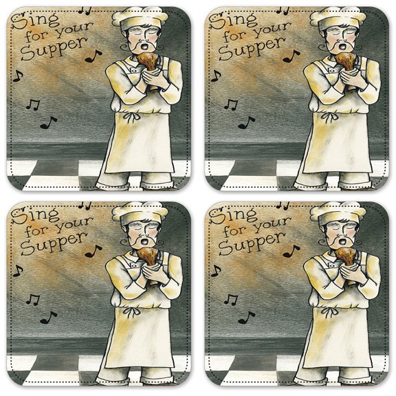 Vinyl Drink Coasters - Set of 4 - Drumstick Chef