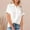 White, variant on Patlollav Womens Tops Solid Button Shirt V-Neck Plus Size T-shirt