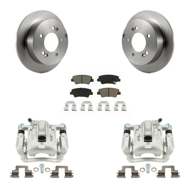 CMX Rear Disc Brake Caliper Rotors and Ceramic Pads Kit for Car 2009-2010 Hyundai Sonata 2.4L KC8-100433C