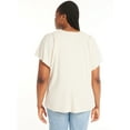 thumbnail image 5 of Terra & Sky Women's Plus Size Ribbed Flutter Sleeve Top, Sizes 0X-5X, 5 of 5