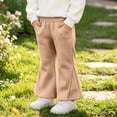 thumbnail image 3 of Spazoro Girls Flare Sweatpants, Solid Color Side Pockets Elastic Waist Casual Loose Fit Fashion Trousers Coffee Size 6, 3 of 8