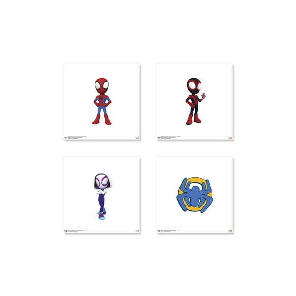 Gallery Pops Marvel Spidey and His Amazing Friends - Webs Wall Art Bundle (4-Pack), Unframed Version, 12" x 12"