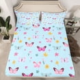 thumbnail image 2 of Homewish Colorful Butterflies 4 Pieces Queen Sheet Sets For Girls,Chic Floral Flowers Ultra Soft Flat Sheet,Dreamy Princess Queen Fitted Sheet,Lightweight Room Decor, 2 of 7