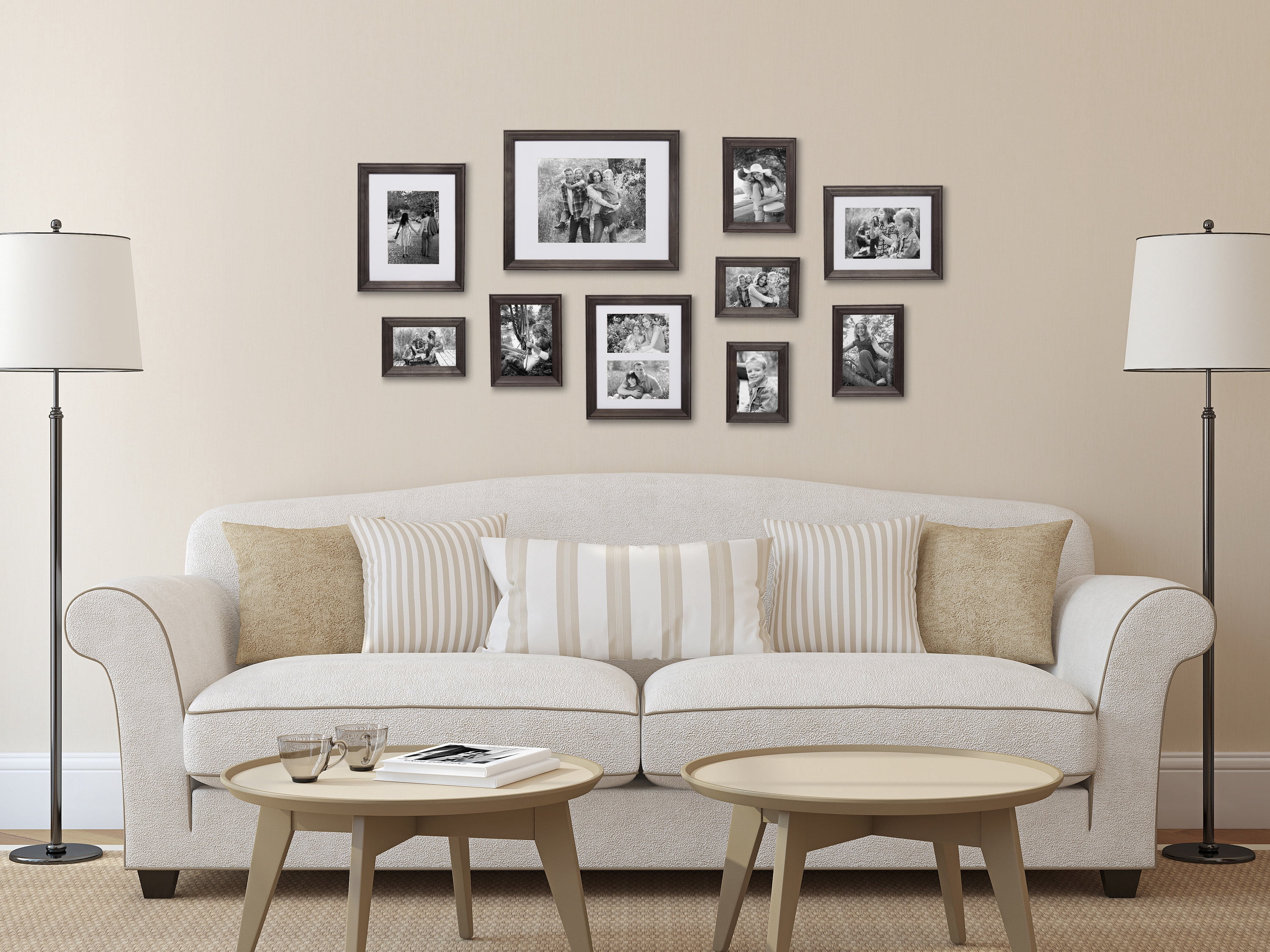 Kate and Laurel Bordeaux Gallery Wall Kit, Set of 10 with Assorted Size Frames with Charcoal Gray Finish