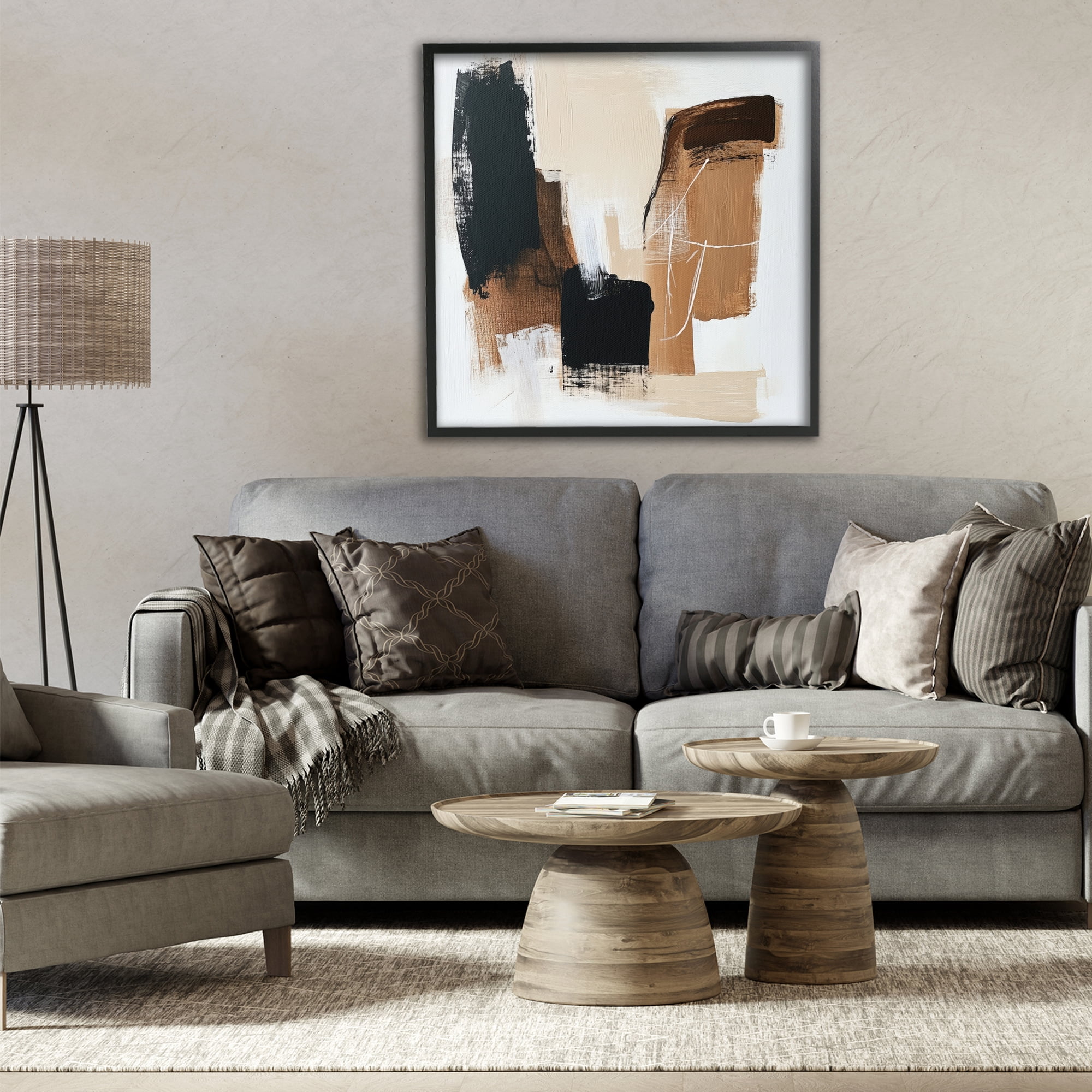 Stupell Industries Earthy Hues Neutral Balance Black Framed Giclee Art, design by Petal Prints Design