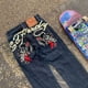 thumbnail image 4 of Nuevos pantalones vaqueros Y2K para mujer, estilo Harajuku, hip-hop, con estampado de letras, retro, azules, holgados, pantalones vaqueros, nuevos pantalones góticos de cintura alta y pierna ancha, 4 of 4
